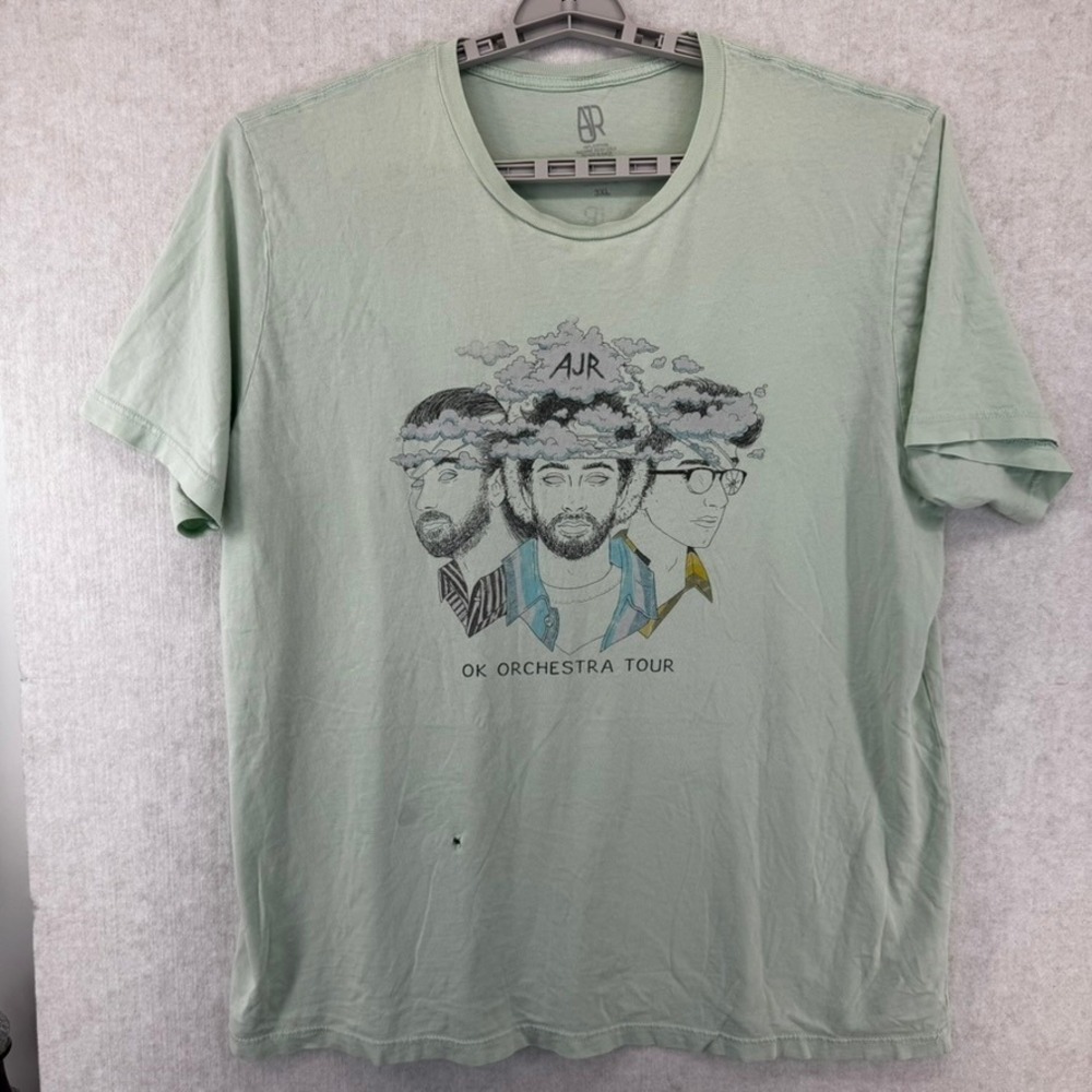 AJR OK Orchestra Tour T-Shirt Mens 3XL Sage Green Cotton Band Merch Concert Tee
